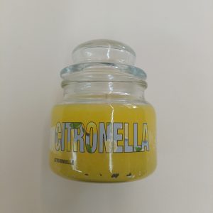 Candela citronella con giara in vetro